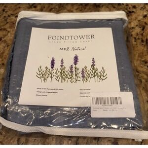 18x18 Foindtower Set of 2 BLUE  Linen Fringe Throw Pillow Covers Cozy Boho